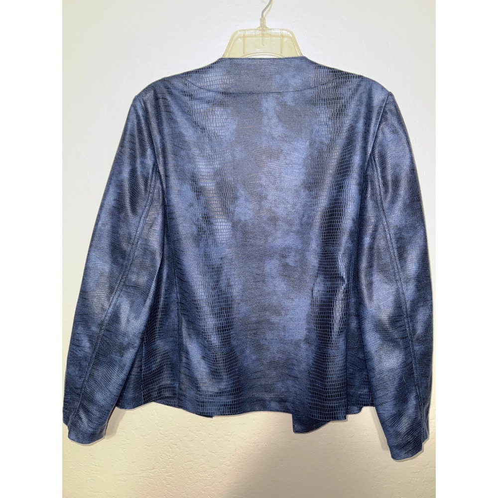 Alfred Dunner Petite Blue Textured Embellished Blazer Jacket - Picture 3 of 7